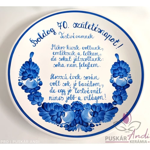 Fali dísztányér Testvéremnek, születésnapjára  Ø22 cm