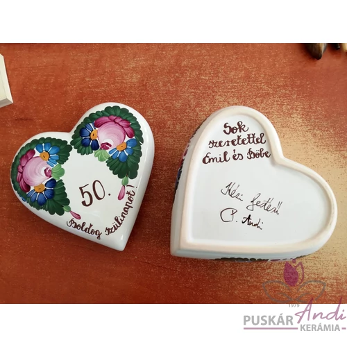 Szív alakú kis ékszertartó 50. születésnapra