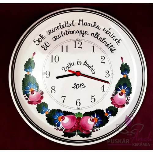 Fali tányér óra 80. születésnap alkalmából  /Ø31 cm/