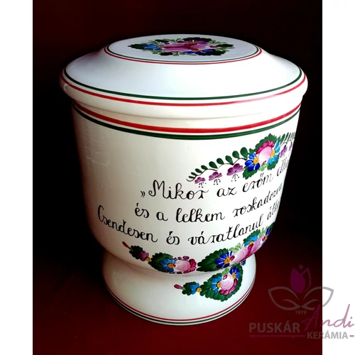 Kerámia urna, kézi festésű, mindkét oldalán festett