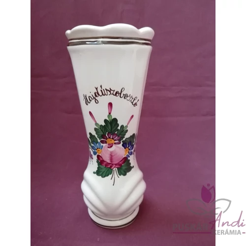 Fodros szájú váza, nagyobb /19 cm/